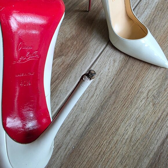 Christian Louboutin Kate 100mm White Patent Leather Pumps Eur. 10.5 - Picture 4 of 16